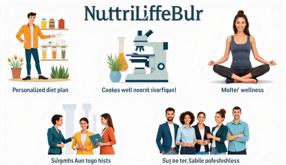 A collage of elements representing personalized plans, scientific research, holistic health, and support